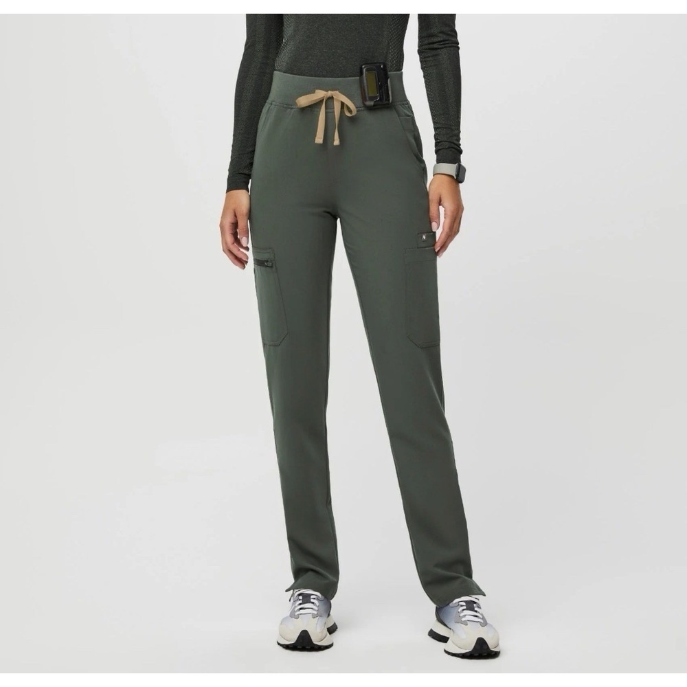 FIGS Yola High Rise Scrub Pants L Moss Healthcare Worker Apparel Medical Dental - Picture 2 of 16